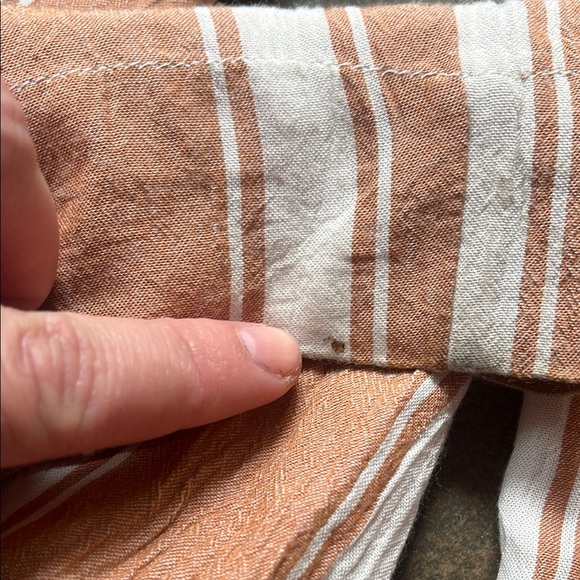 Free People  ALL WEEKEND LONG Tan and White Striped Wide Leg Pants - Picture 4 of 5